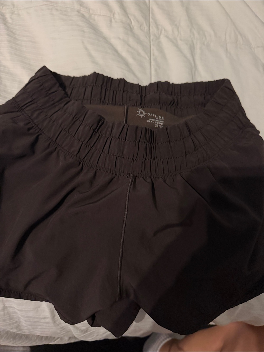 OFFLINE by Aerie Black Women's Athletic Shorts with Smocked Waist